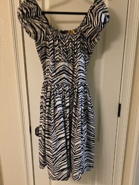 Bernie Dexter Zebra Print Puff Sleeve Sundress - Black & White L
